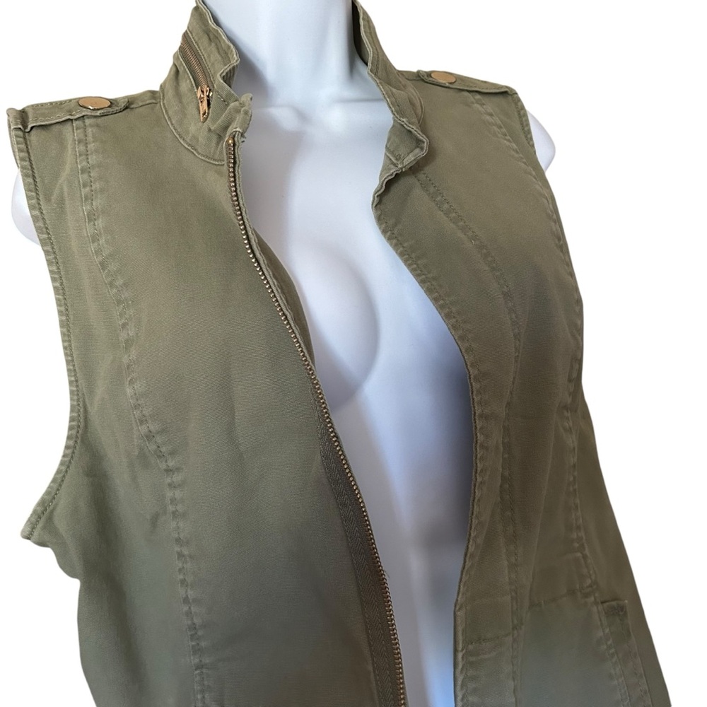 Cabi long vest jacket women's  sz small olive  army green festival militarycore - Picture 13 of 14